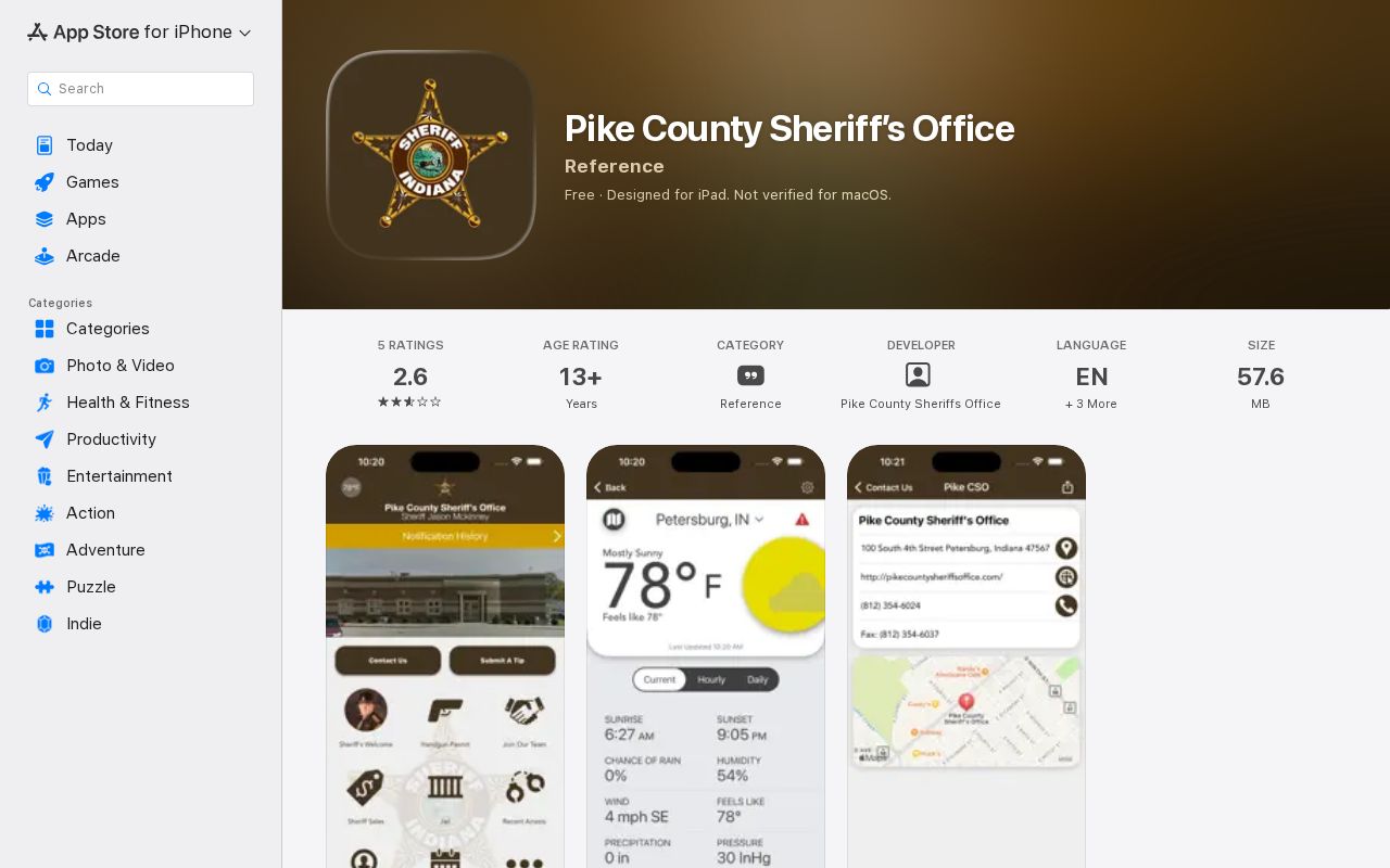 Pike County Sheriff official communications app listing